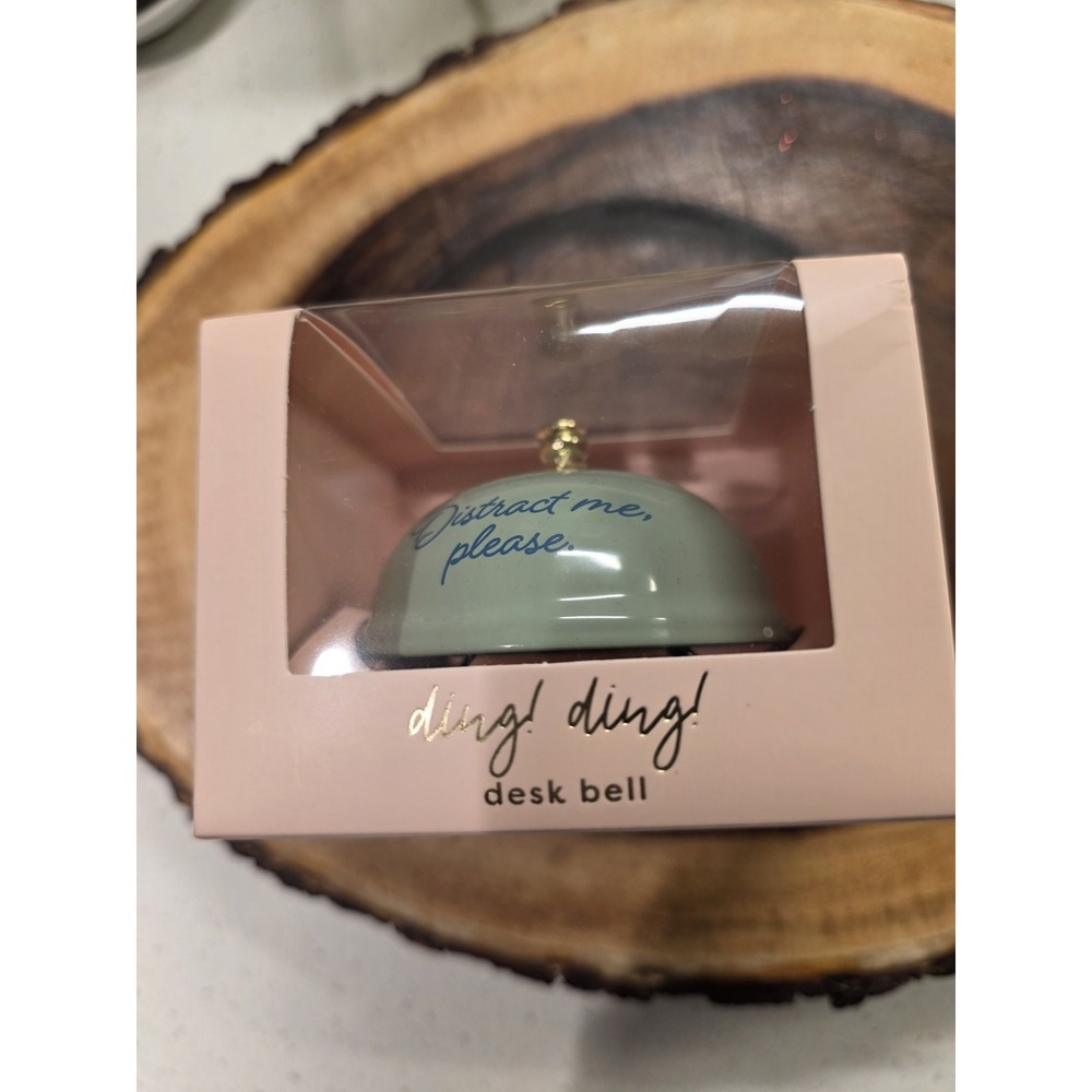 Carven‎ Novelty Blue Metal Desk Bell Glossy Finish Boxed "Distract me, please"
